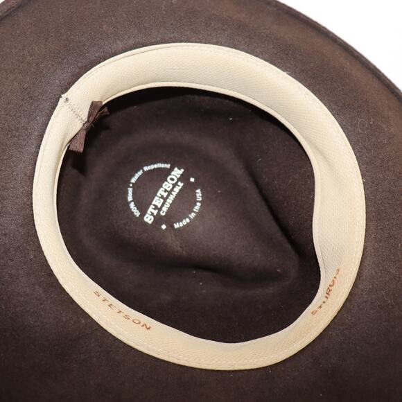 Stetson Crushable Wool Fedora Hat Brown Water Repellent Made in USA - Picture 5 of 5